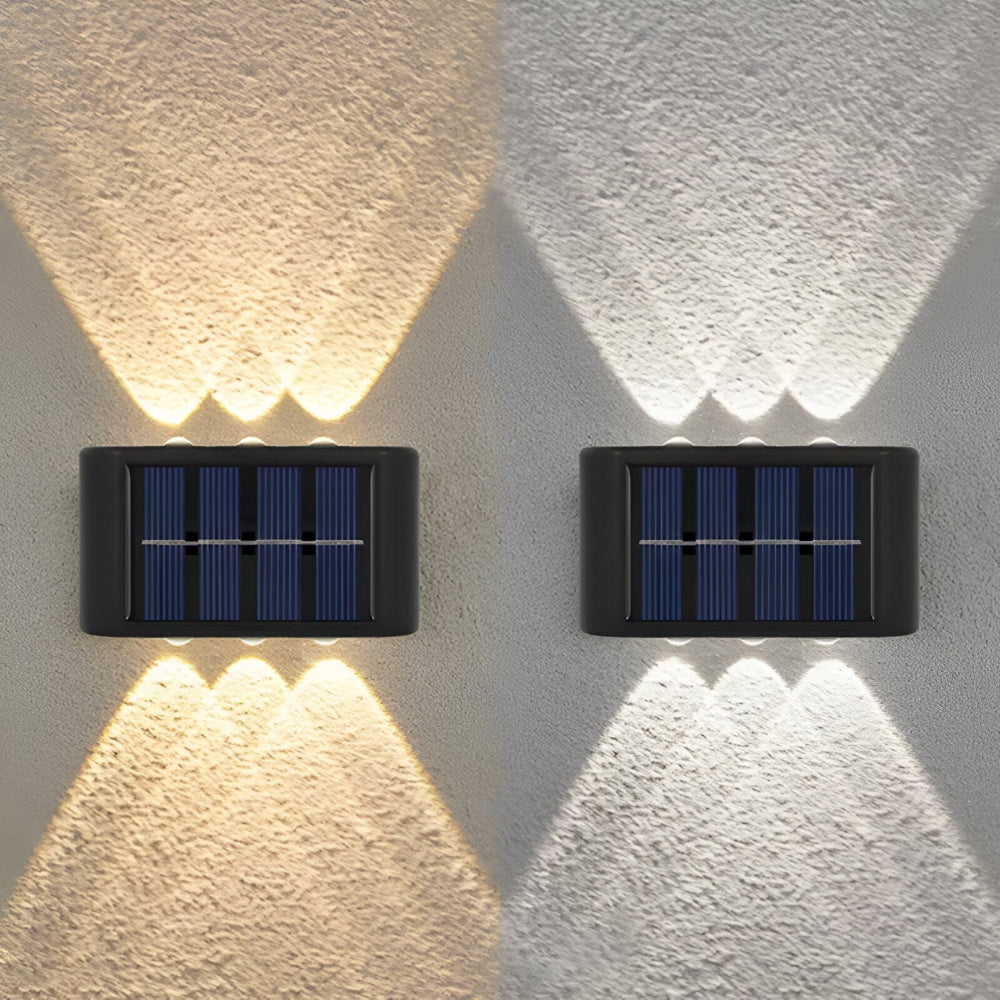 RectaSolaria Vägglampa - 2/4 stycken IP65 Vattentät 6LED Solarlampa Trädgård - Upp och Ner Utomhusbelysning