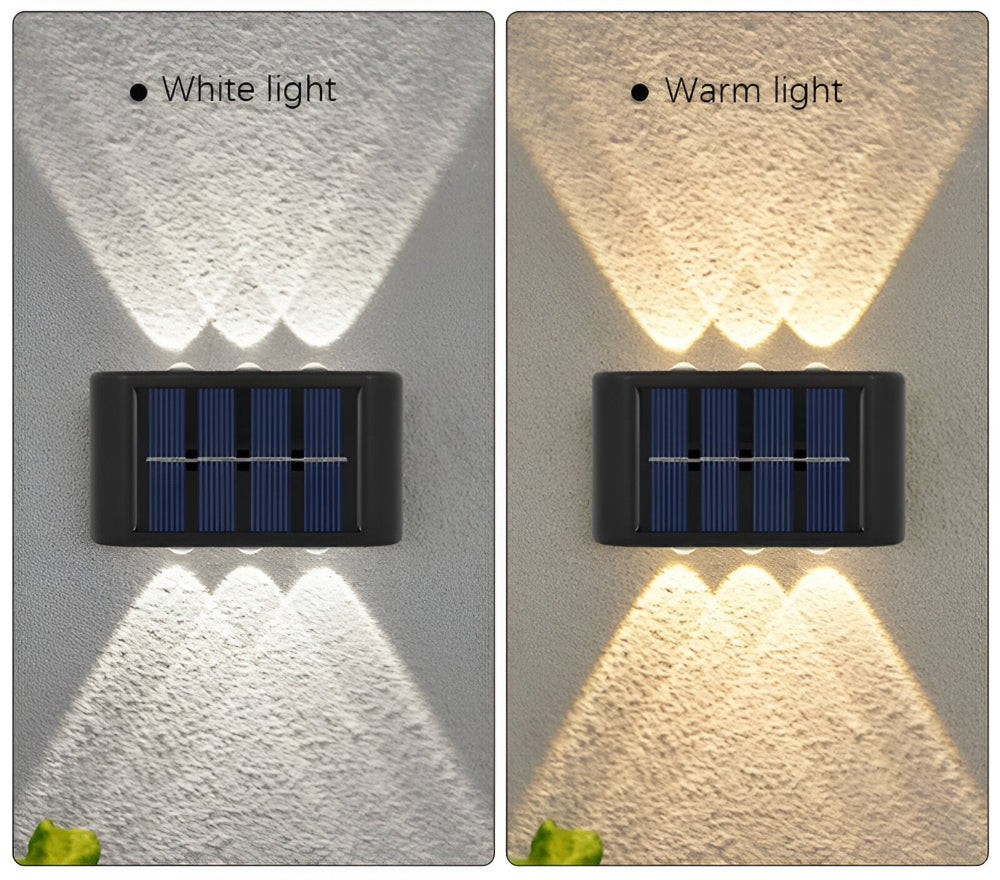 RectaSolaria Vägglampa - 2/4 stycken IP65 Vattentät 6LED Solarlampa Trädgård - Upp och Ner Utomhusbelysning