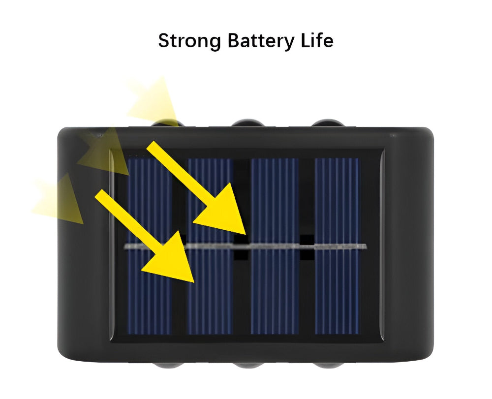 RectaSolaria Vägglampa - 2/4 stycken IP65 Vattentät 6LED Solarlampa Trädgård - Upp och Ner Utomhusbelysning