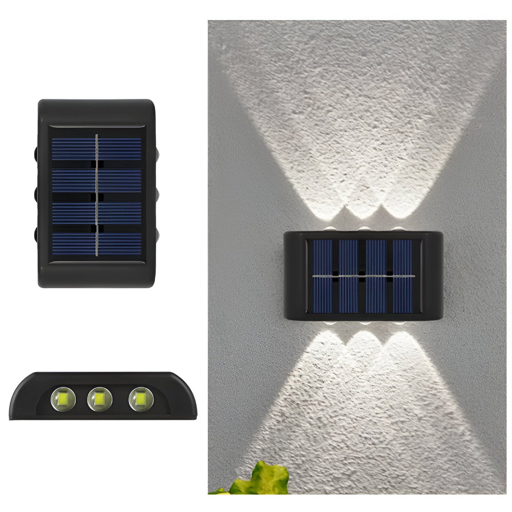 RectaSolaria Vägglampa - 2/4 stycken IP65 Vattentät 6LED Solarlampa Trädgård - Upp och Ner Utomhusbelysning