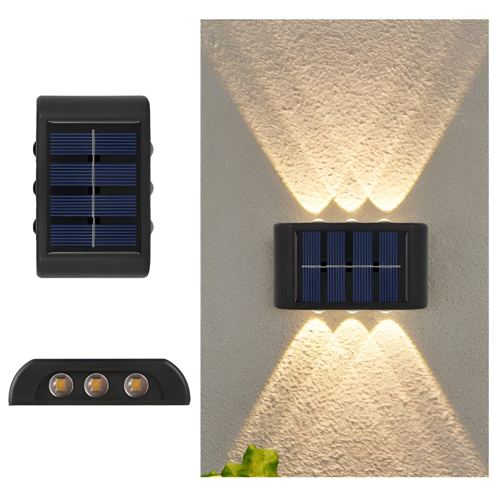 RectaSolaria Vägglampa - 2/4 stycken IP65 Vattentät 6LED Solarlampa Trädgård - Upp och Ner Utomhusbelysning