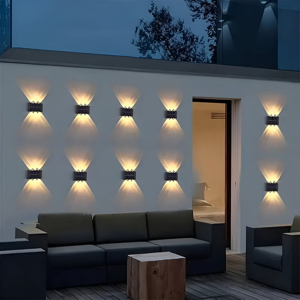 RectaSolaria Vägglampa - 2/4 stycken IP65 Vattentät 6LED Solarlampa Trädgård - Upp och Ner Utomhusbelysning