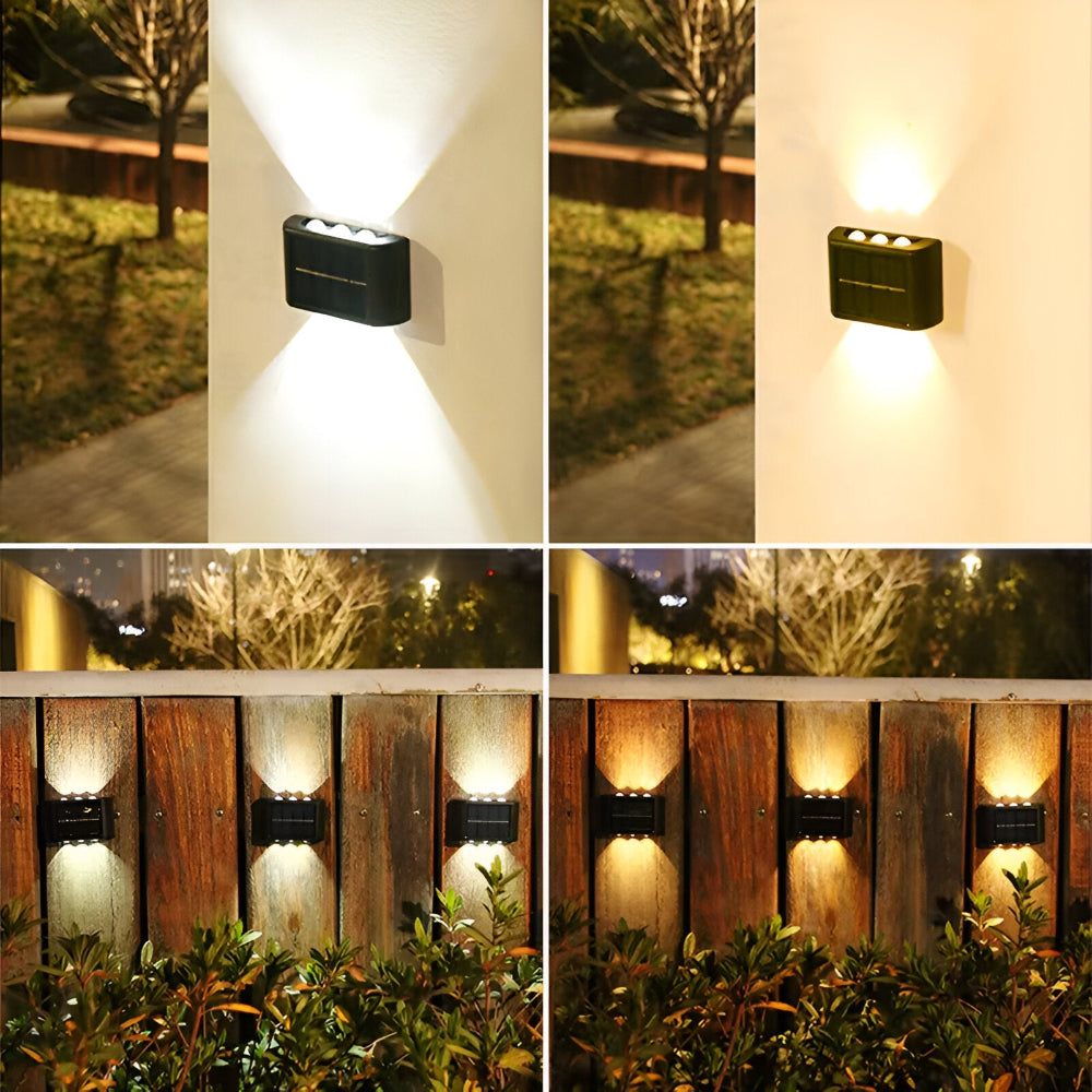 RectaSolaria Vägglampa - 2/4 stycken IP65 Vattentät 6LED Solarlampa Trädgård - Upp och Ner Utomhusbelysning