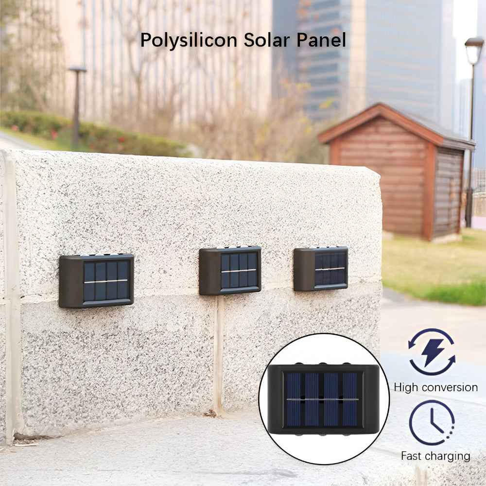 RectaSolaria Vägglampa - 2/4 stycken IP65 Vattentät 6LED Solarlampa Trädgård - Upp och Ner Utomhusbelysning