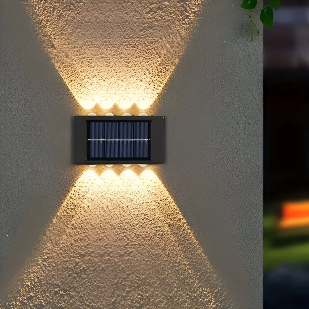 RectaSolaria Vägglampa - 2/4 stycken IP65 Vattentät 6LED Solarlampa Trädgård - Upp och Ner Utomhusbelysning