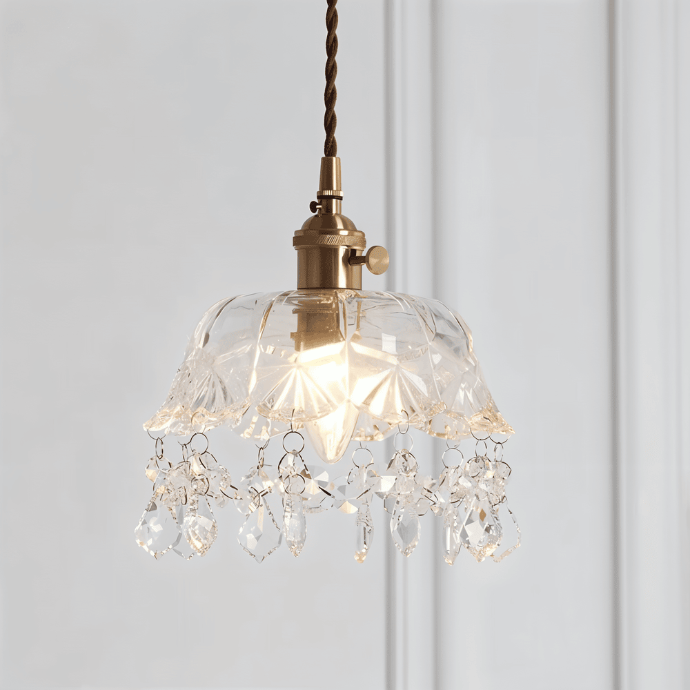 Retro Chime Ljuskrona - Lyxiga kristallglas Pendel Lampskärm