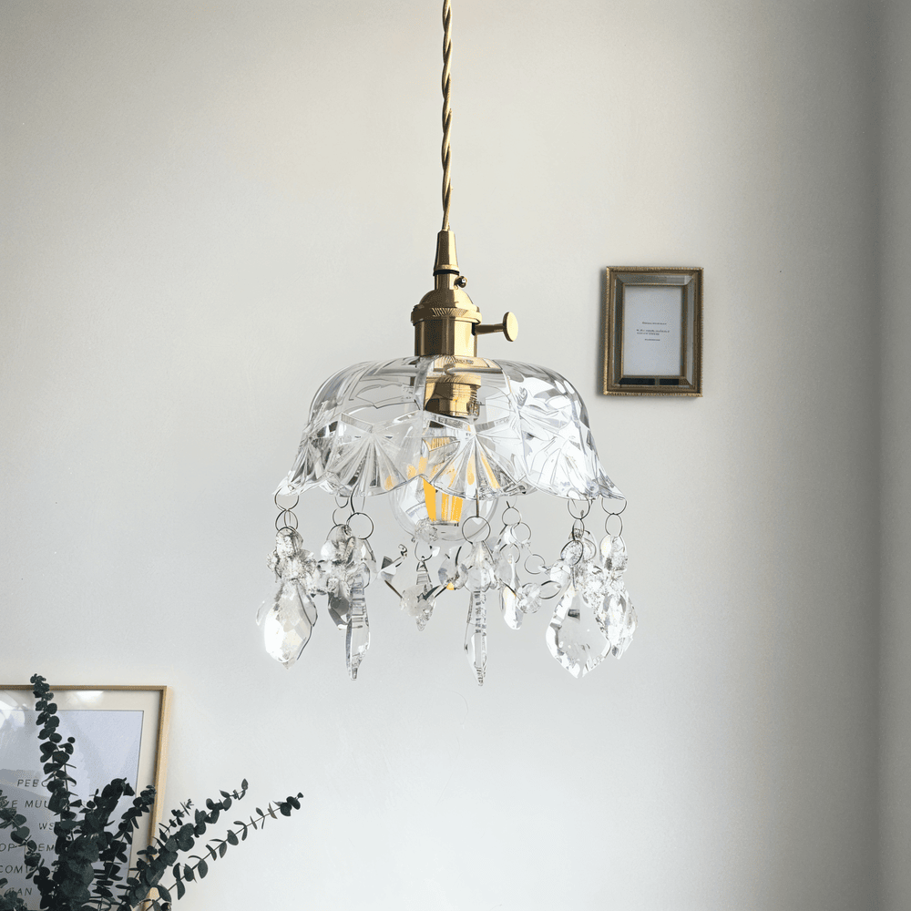 Retro Chime Ljuskrona - Lyxiga kristallglas Pendel Lampskärm