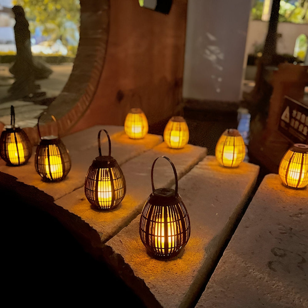 Rotin Solarlampa för Dekorativ Balkong- och Trädgårdsbelysning
