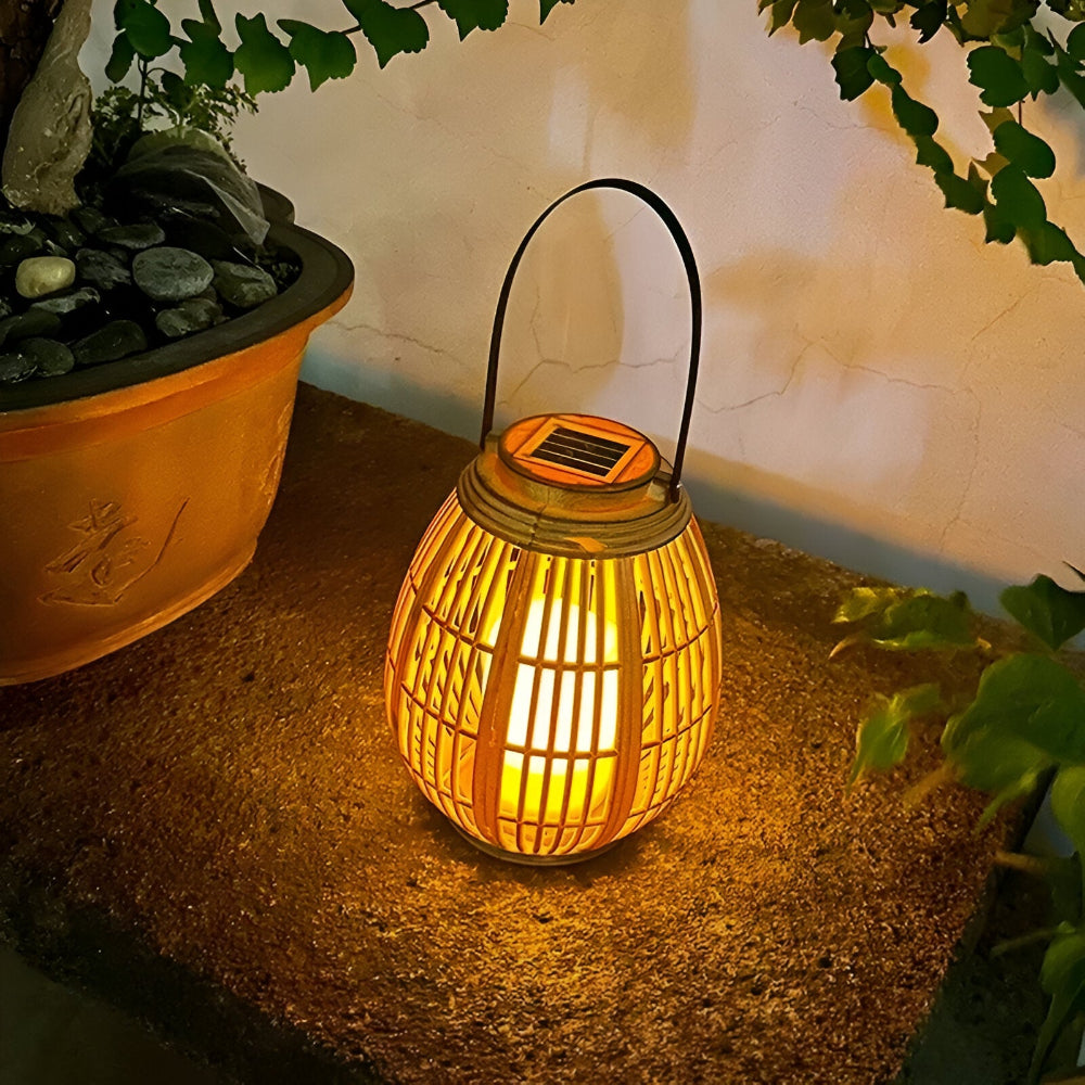 Rotin Solarlampa för Dekorativ Balkong- och Trädgårdsbelysning