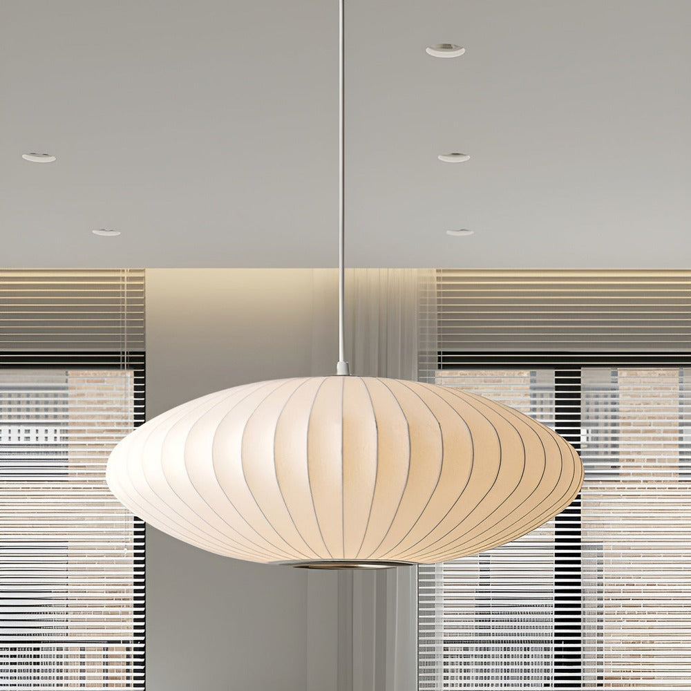 RoundRipples - Vit 50/60 cm baldakin i tyg, pendellampa i bubbelform