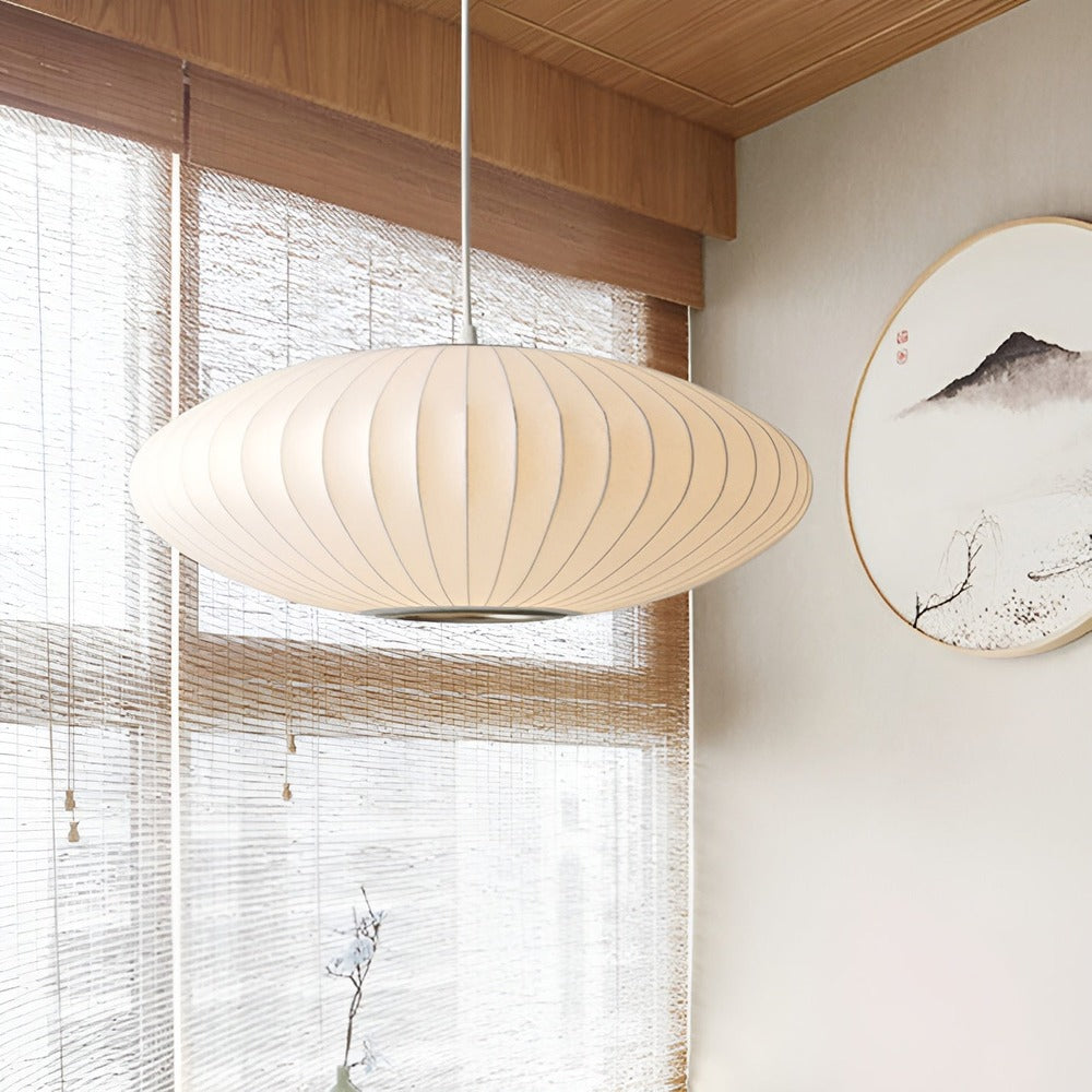 RoundRipples - Vit 50/60 cm baldakin i tyg, pendellampa i bubbelform