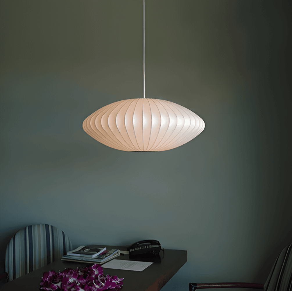 RoundRipples - Vit 50/60 cm baldakin i tyg, pendellampa i bubbelform