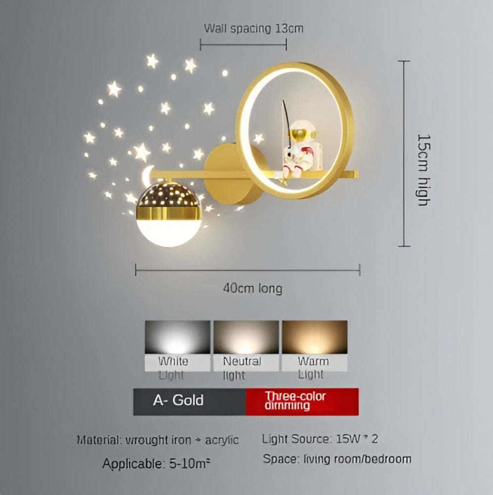 StarLight- Vägglampa för Barn- Astronautstjärna Projektor LED Nattlampa