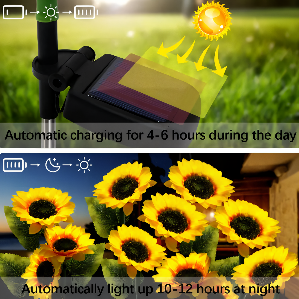 SunieBloom - IP65 Väderbeständig Realistisk Solros Trädgårdsbelysning - LED Solarlampa Trädgård