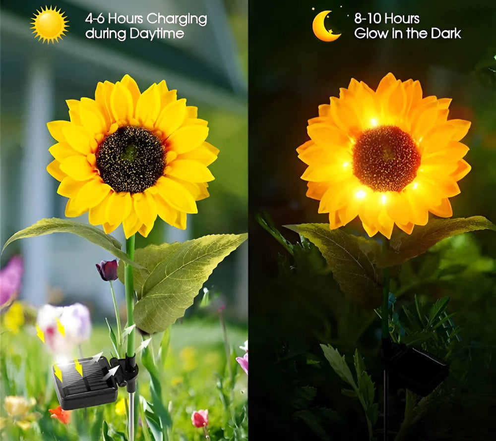 SunieBloom - IP65 Väderbeständig Realistisk Solros Trädgårdsbelysning - LED Solarlampa Trädgård