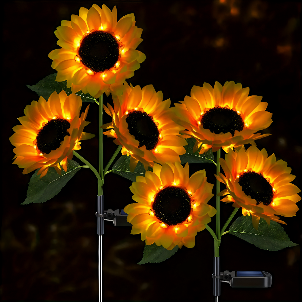 SunieBloom - IP65 Väderbeständig Realistisk Solros Trädgårdsbelysning - LED Solarlampa Trädgård