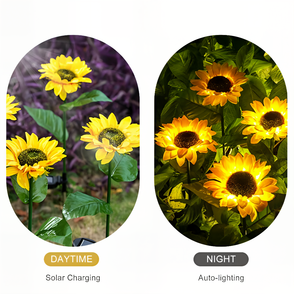 SunieBloom - IP65 Väderbeständig Realistisk Solros Trädgårdsbelysning - LED Solarlampa Trädgård