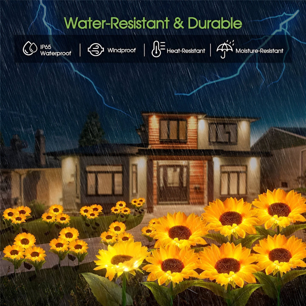 SunieBloom - IP65 Väderbeständig Realistisk Solros Trädgårdsbelysning - LED Solarlampa Trädgård