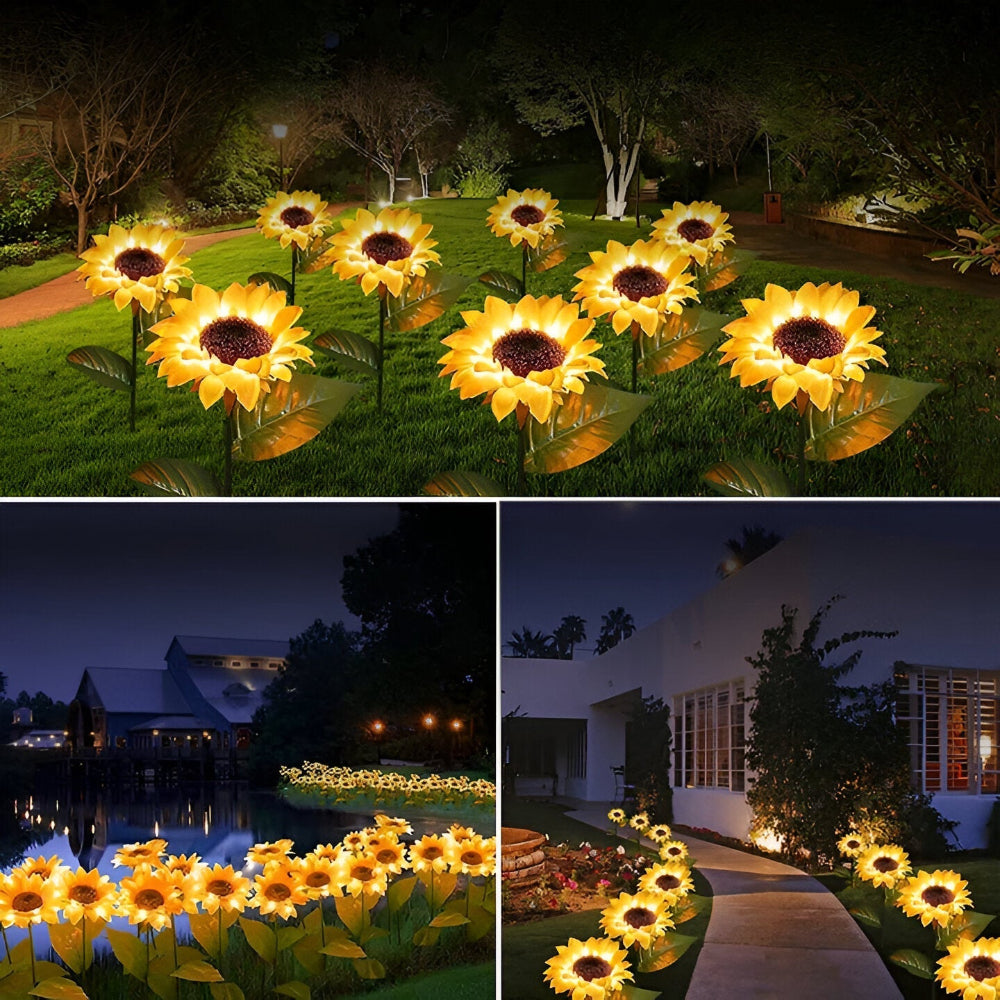 SunieBloom - IP65 Väderbeständig Realistisk Solros Trädgårdsbelysning - LED Solarlampa Trädgård