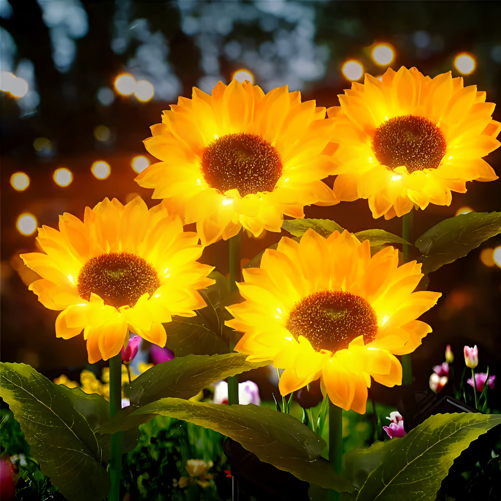 SunieBloom - IP65 Väderbeständig Realistisk Solros Trädgårdsbelysning - LED Solarlampa Trädgård