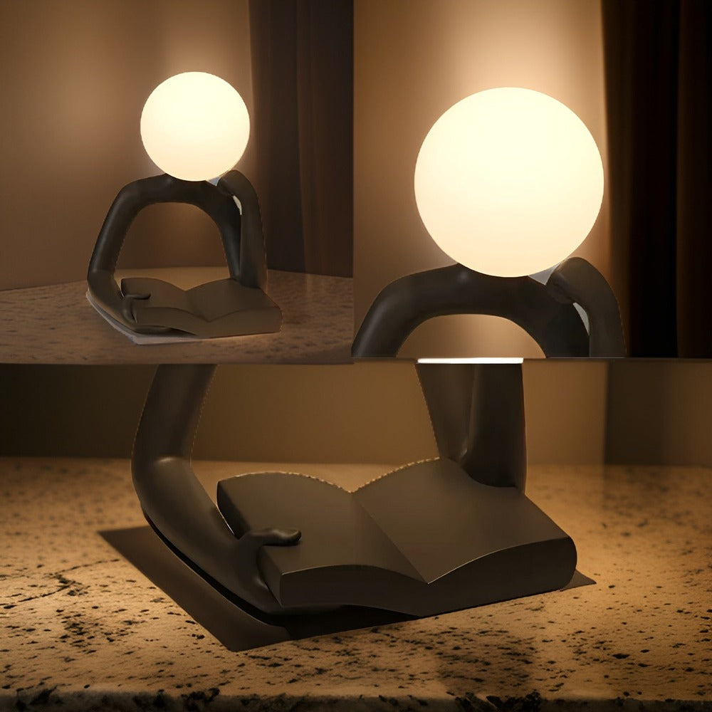 Thinker Moon - Estetisk Månskulptur med Tänkande Nattlampa