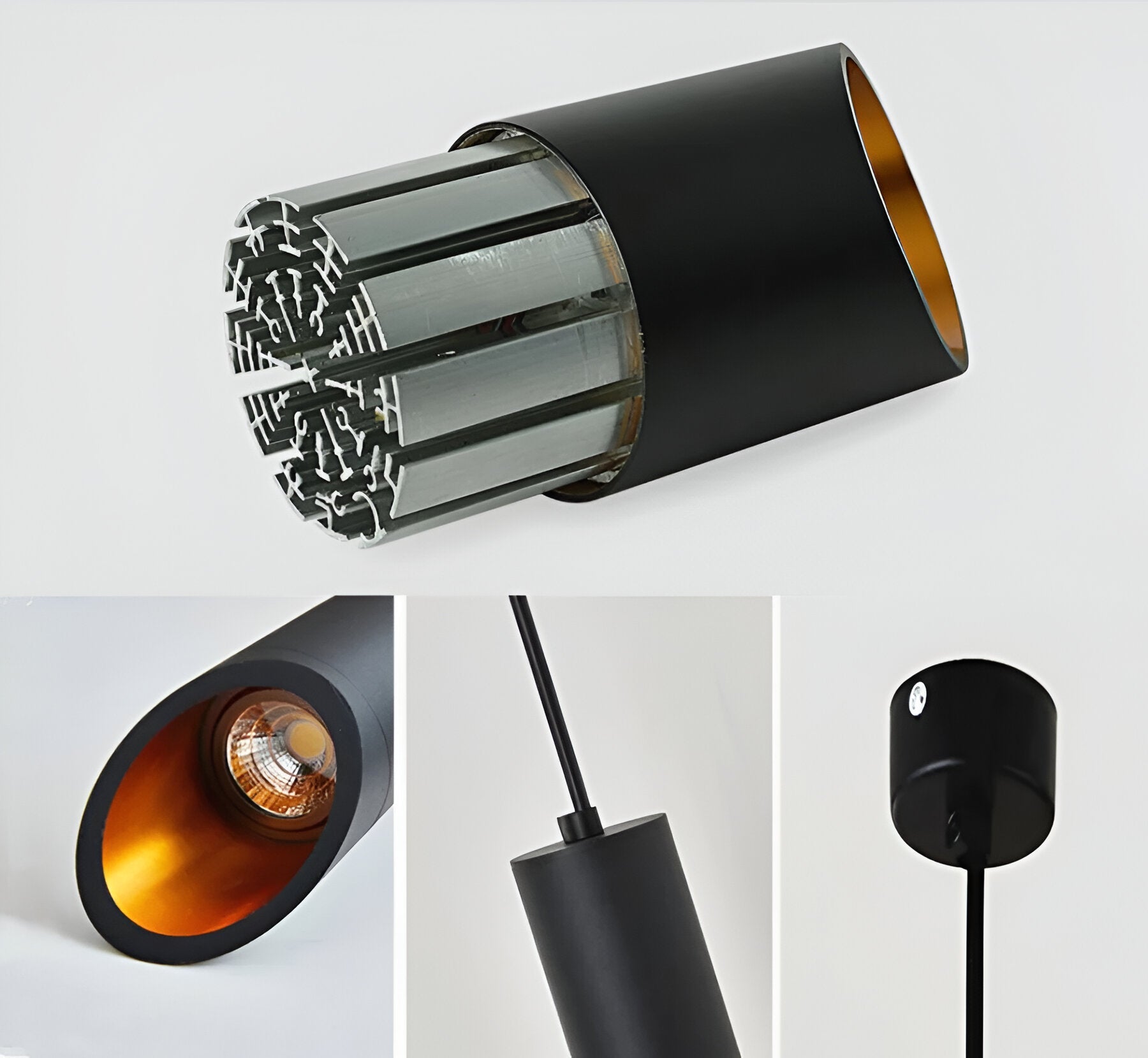 Uniqlux Tube Taklampa - Modern LED-Pendellampa i Svart/Vit Aluminium