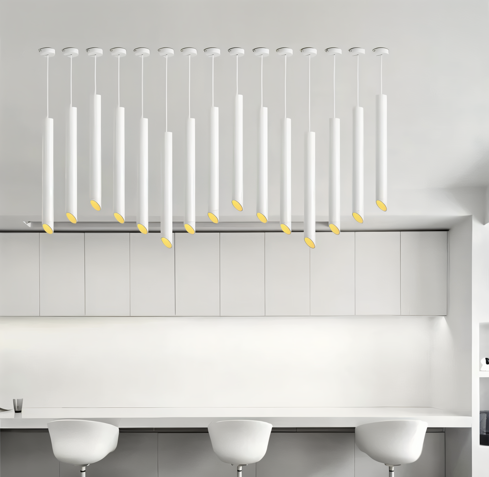 Uniqlux Tube Taklampa - Modern LED-Pendellampa i Svart/Vit Aluminium