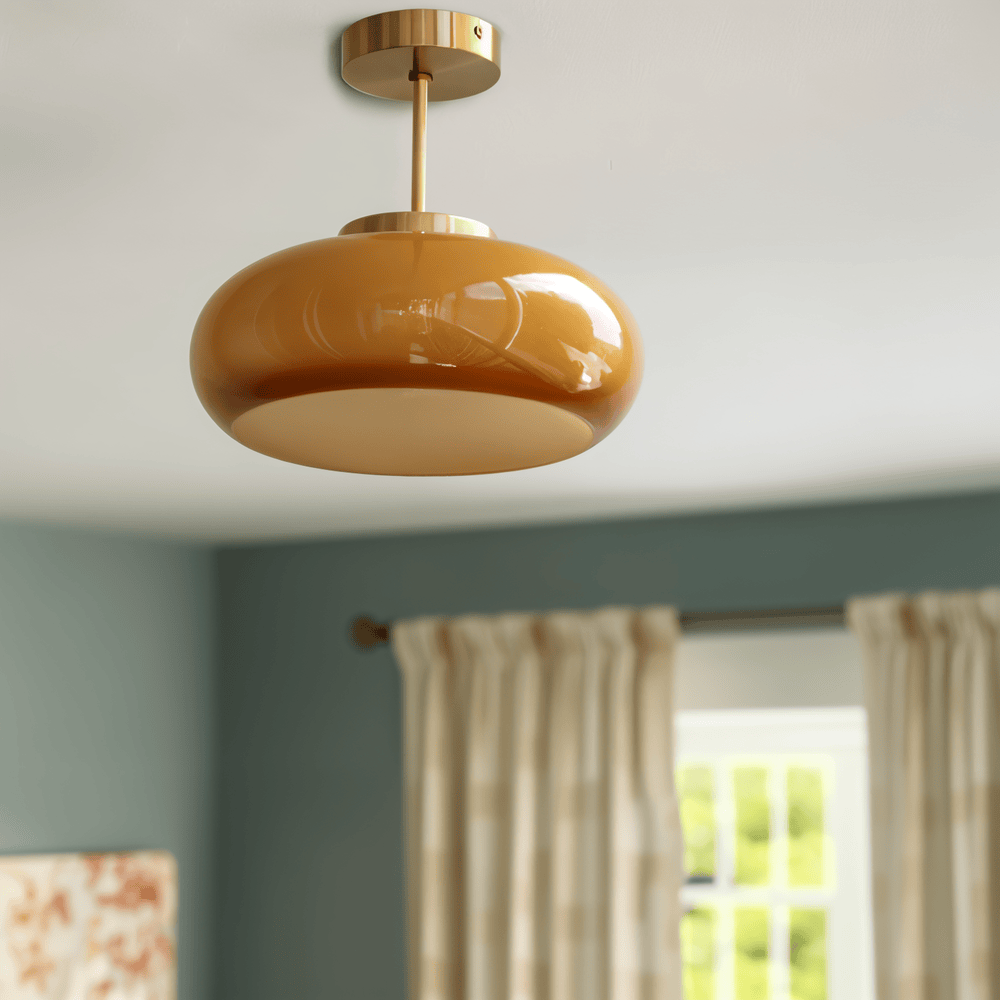Klassisk Gul Vintage Taklampa - Retro Taklampor för Halv Infälld Montering