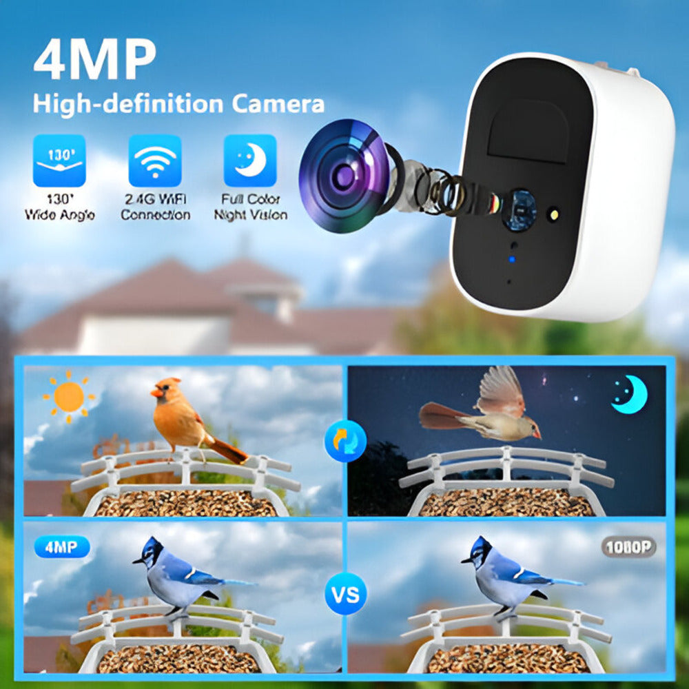 Intelligent Wi-Fi Fågelmatare med 2.4G Kamera för Förbättrad Fågelskådning - Solenergidrivet Fågelhus med Kamera
