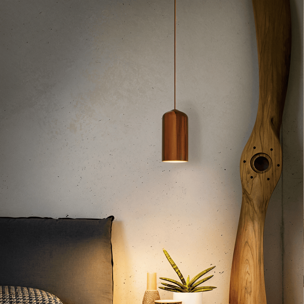 WoodTube Pendellampa -Ash Hängande Cylinderlampa av Akaciaträ