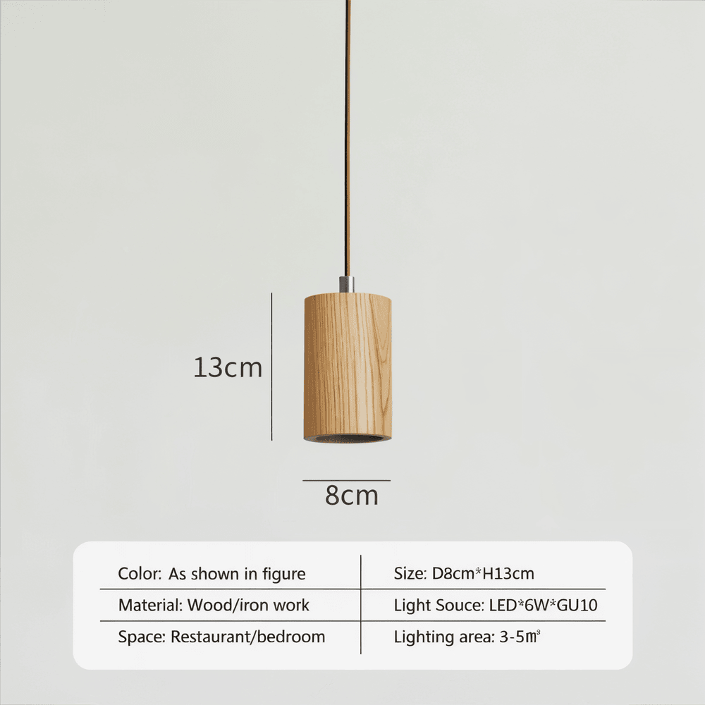 WoodTube Pendellampa -Ash Hängande Cylinderlampa av Akaciaträ