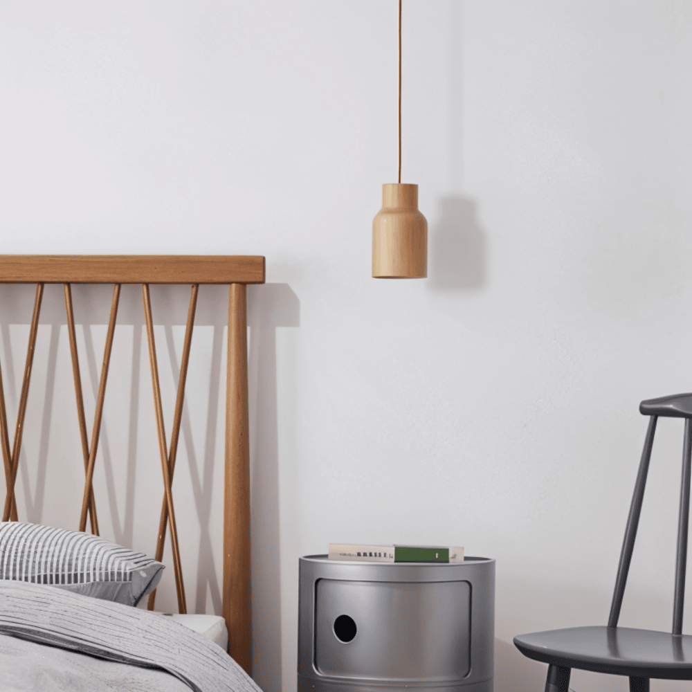 WoodTube Pendellampa -Ash Hängande Cylinderlampa av Akaciaträ