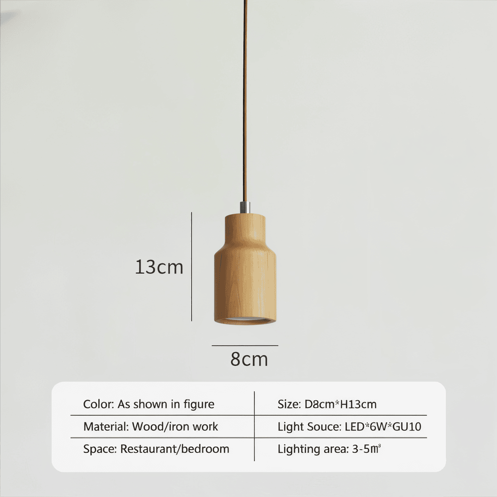 WoodTube Pendellampa -Ash Hängande Cylinderlampa av Akaciaträ