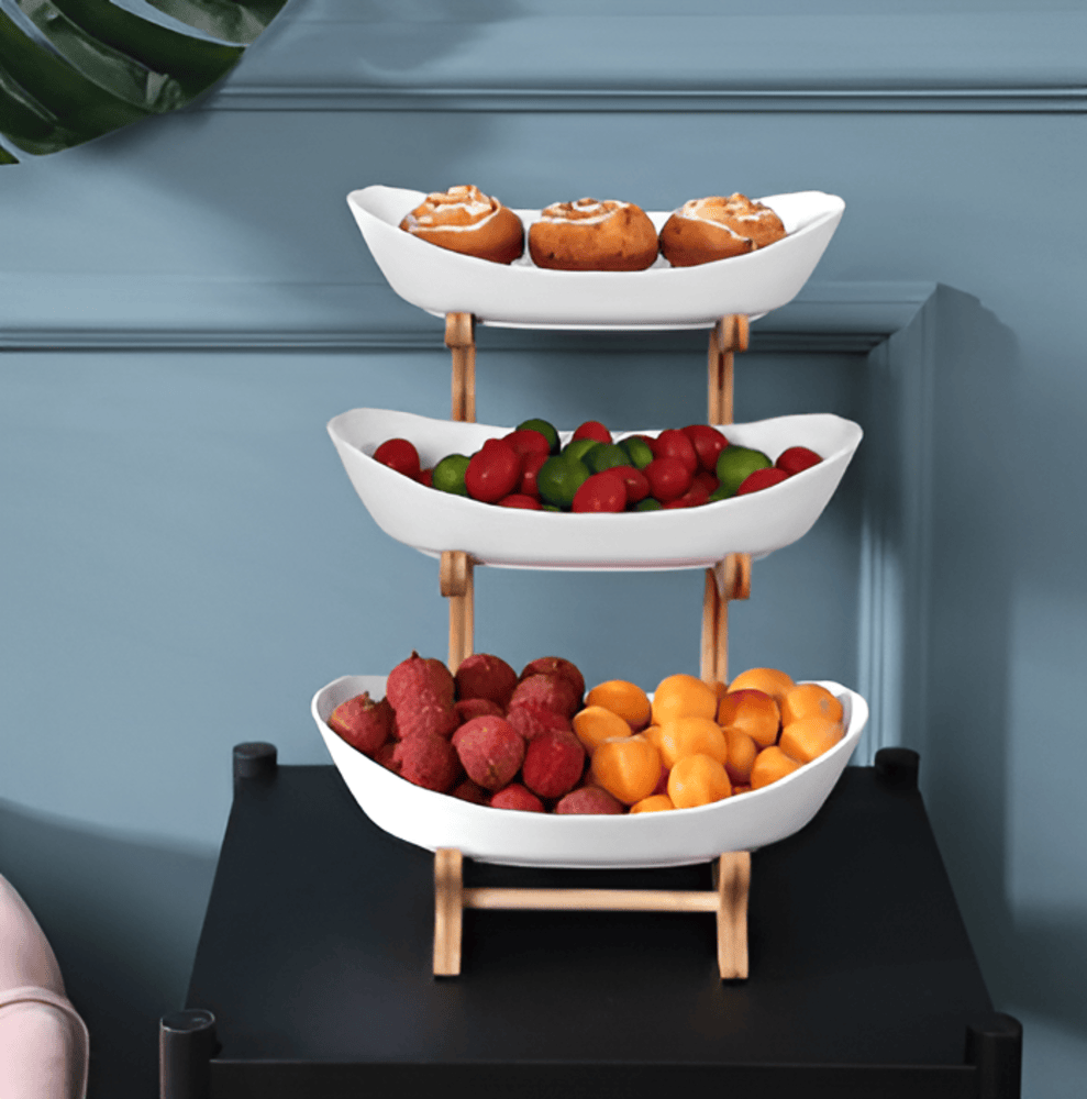 Flerskiktad Fruktskål i Trä - Modern Fruktskål