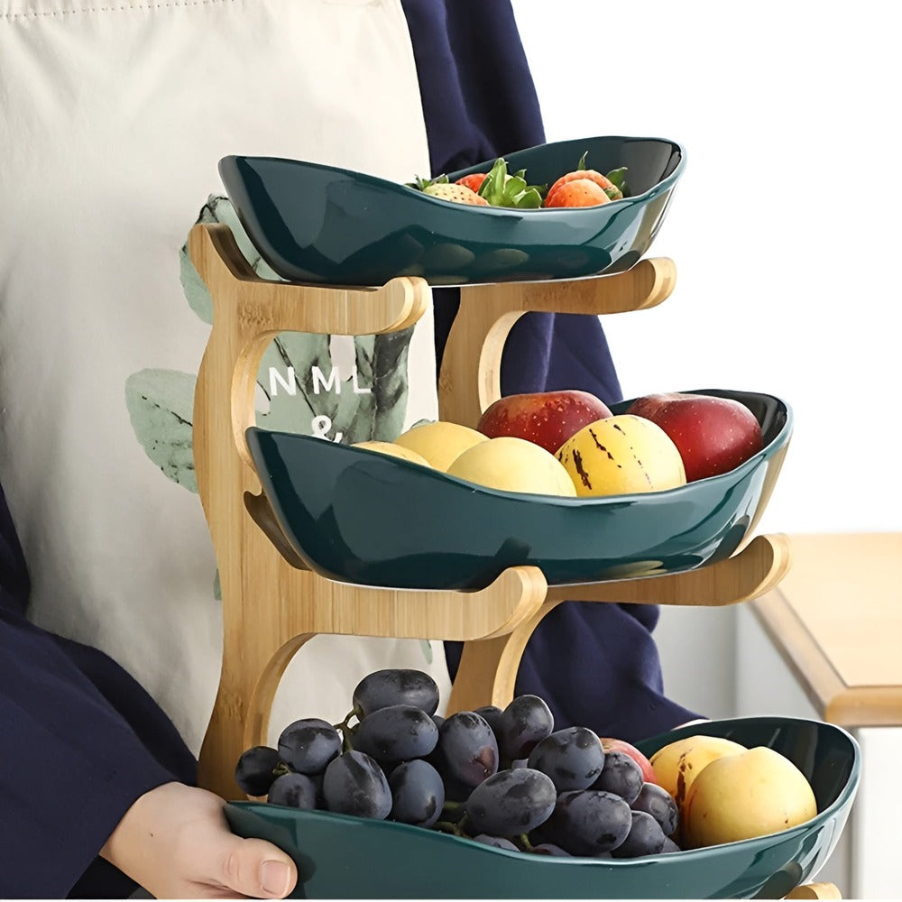 Flerskiktad Fruktskål i Trä - Modern Fruktskål