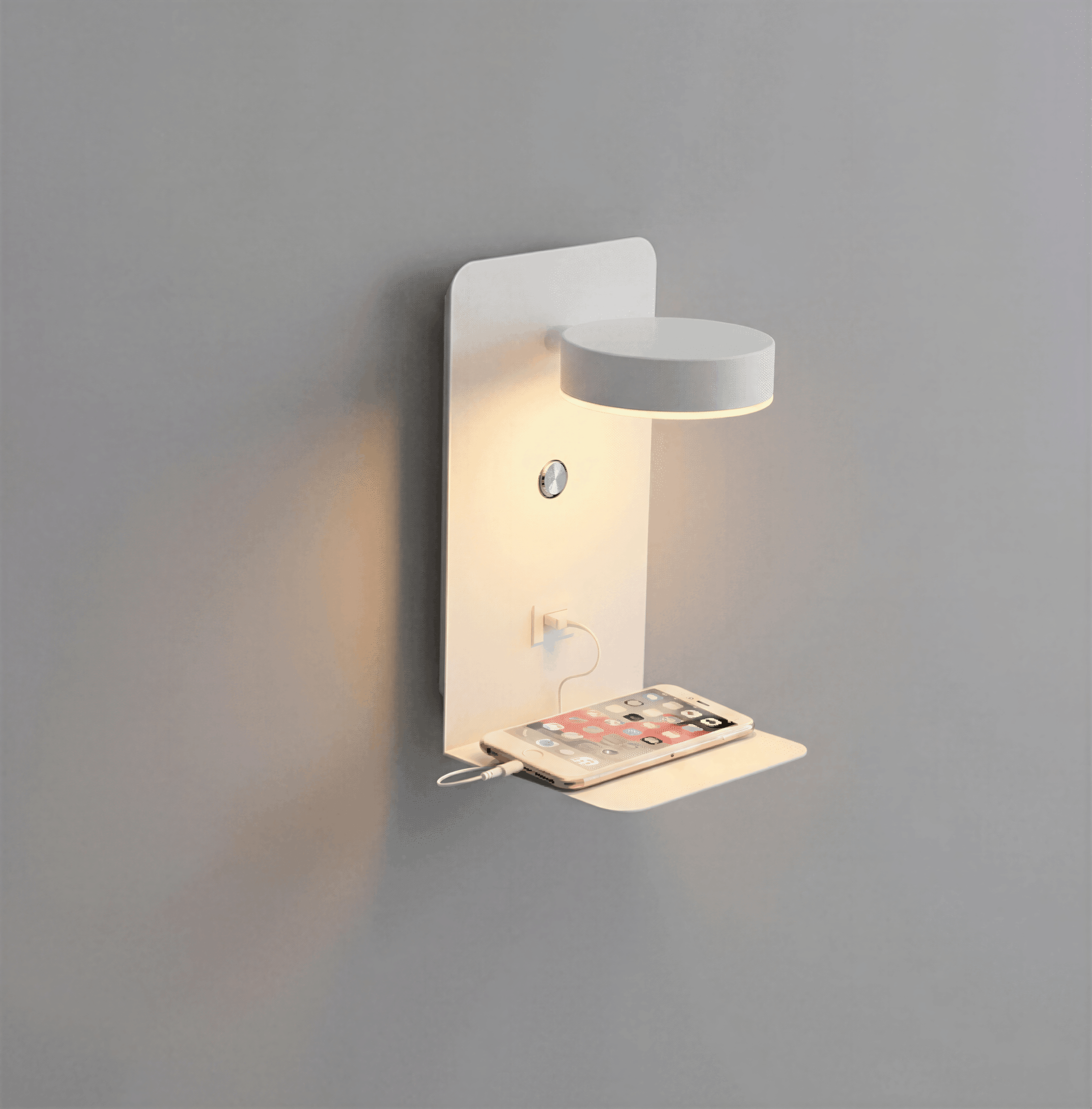 DualDelight – Justerbar Sänglampa med Hylla, USB & Väljbar Installation