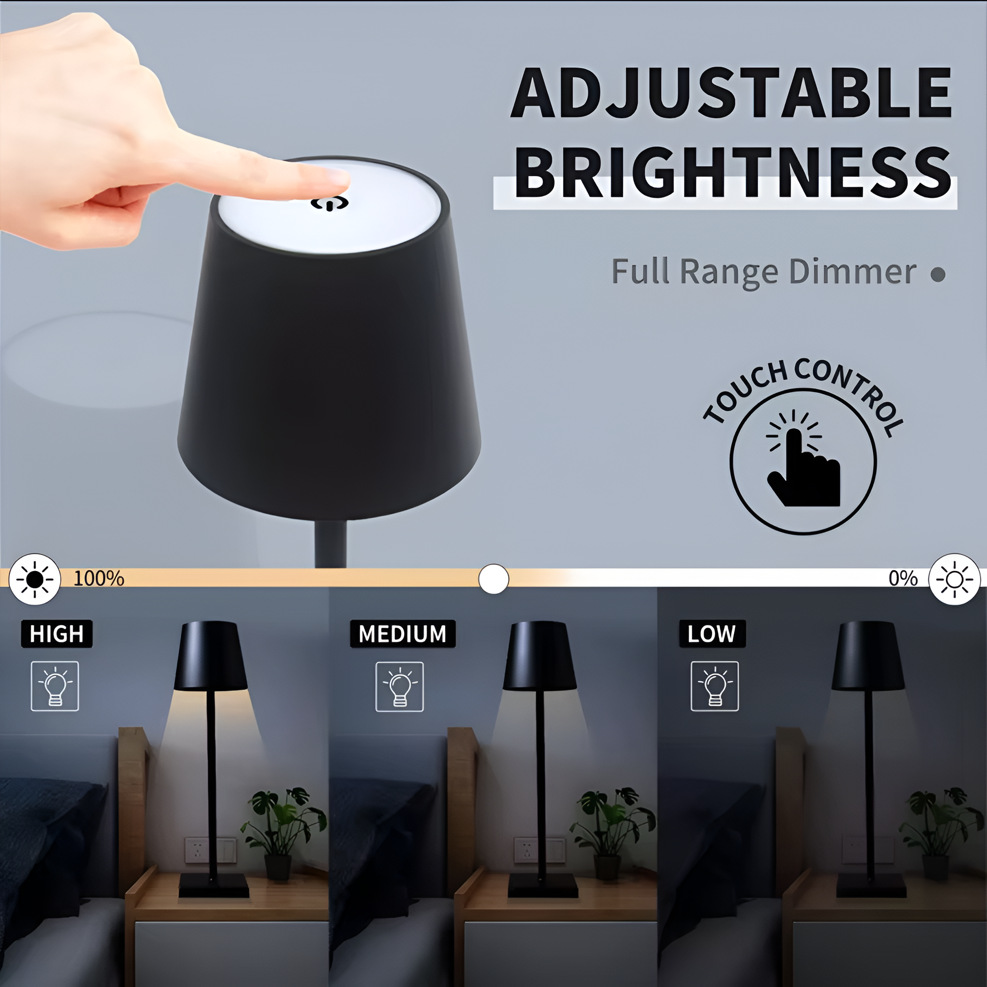 Vintage Dimbar Sladdlös LED-Bordslampa med Vattentät Design