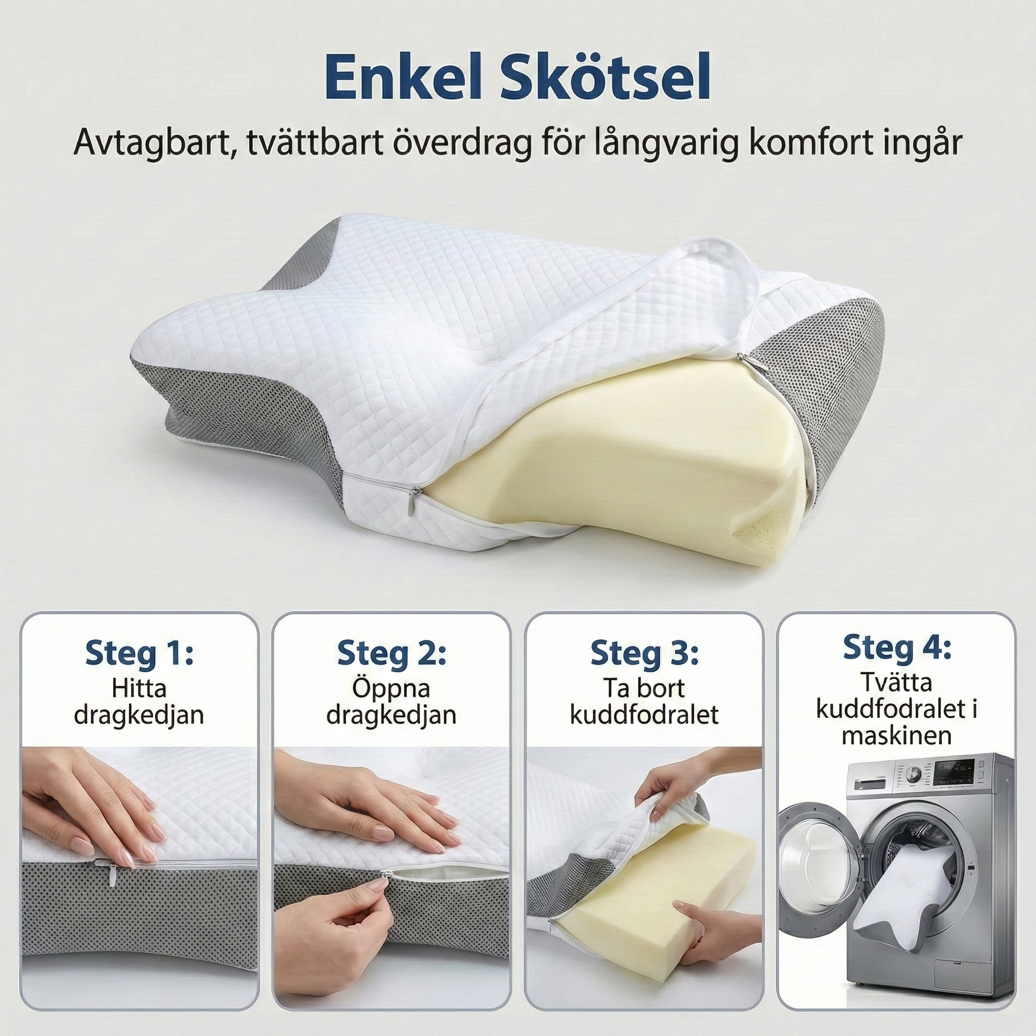 Ortopedisk HWS Nackstödskudde – Fjärilsdesign med armstöd – Minnesskum mot nacksmärtor (60x35cm)