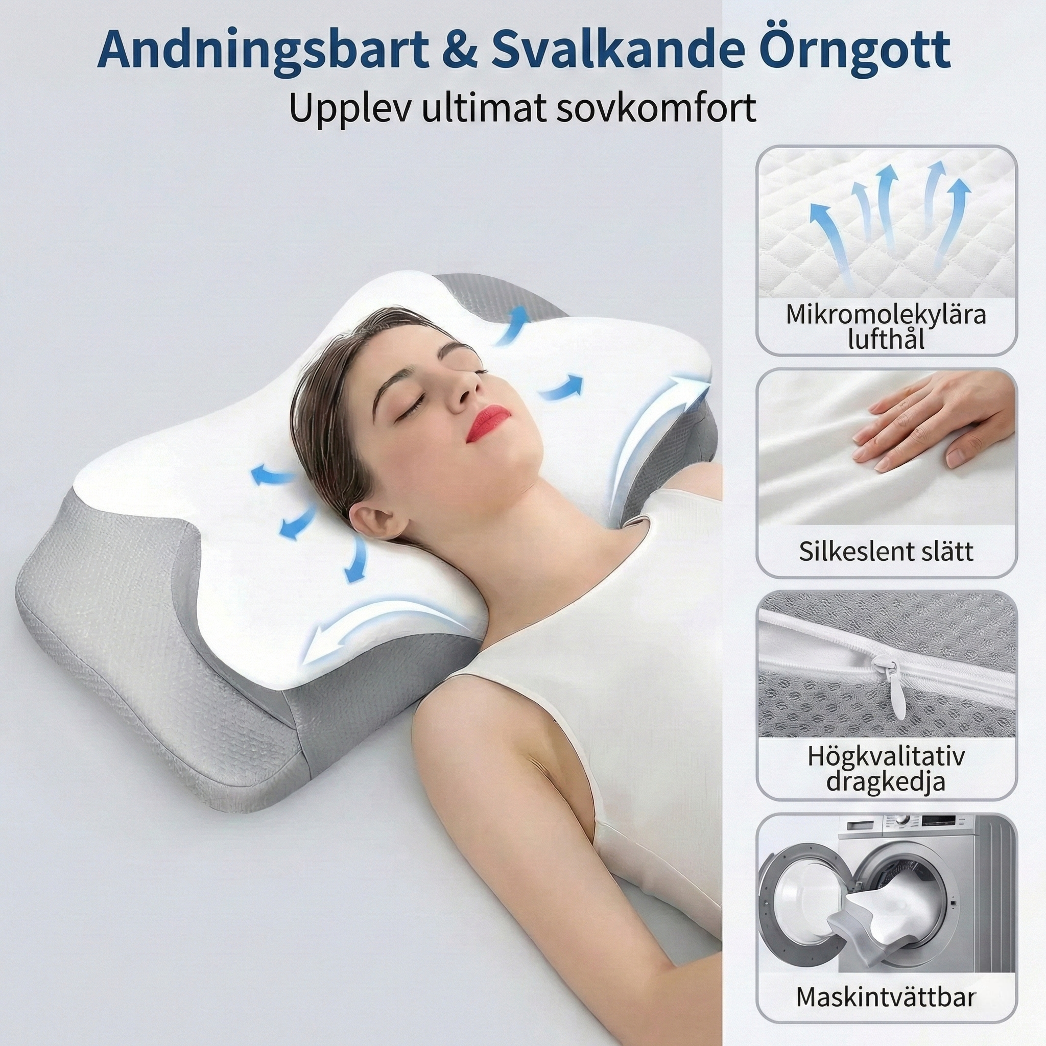 Ortopediskt nackstödskudde 6-zoner – Ergonomisk stjärnkudde med armstöd – Memory foam mot nacksmärtor