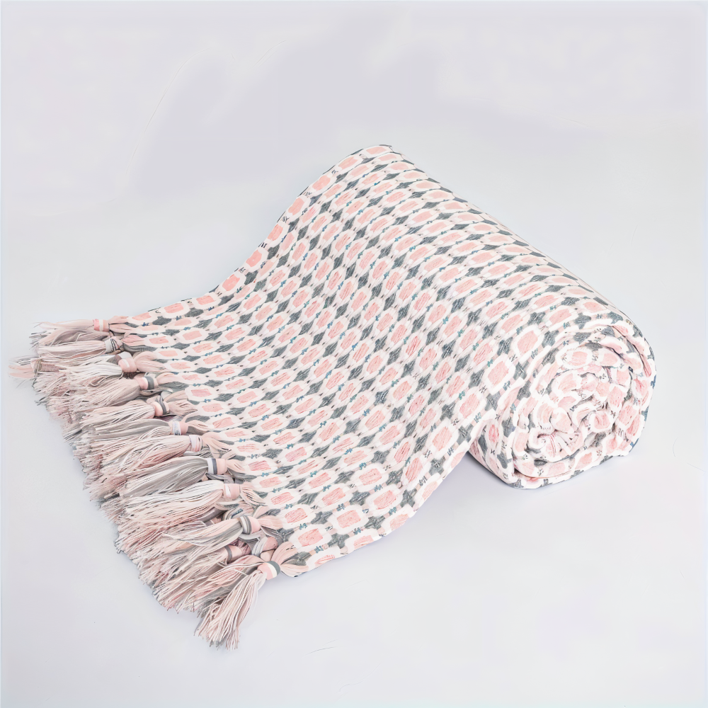 PeaKnit Plaid - Multifunktionell Filt - Livfull Polyester Fleece Filt med Fransar