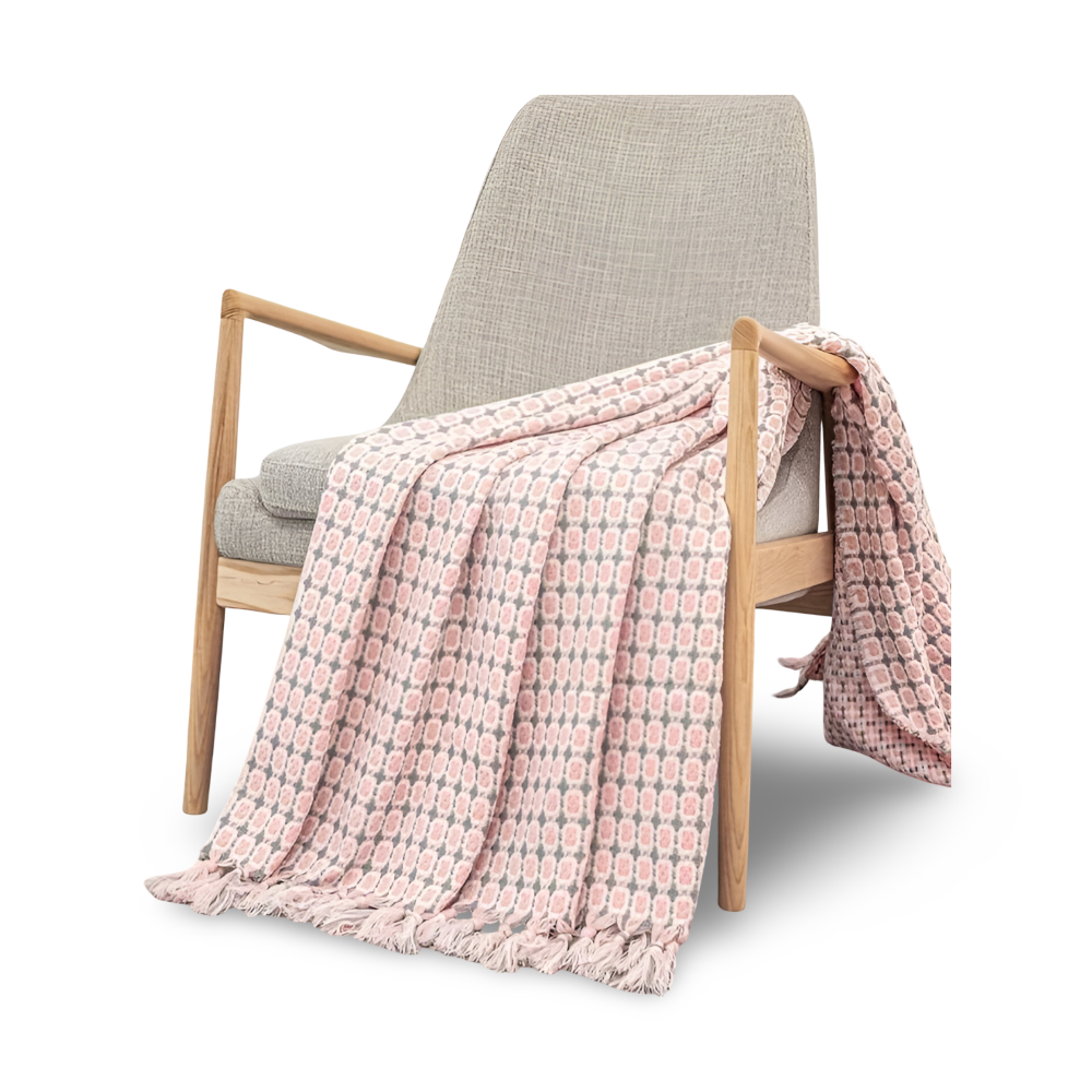 PeaKnit Plaid - Multifunktionell Filt - Livfull Polyester Fleece Filt med Fransar