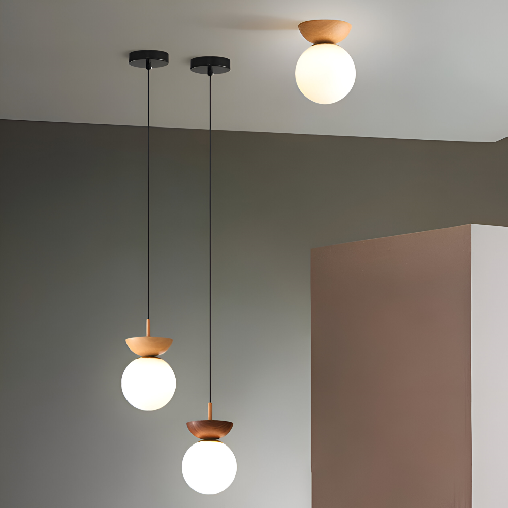 Perle LED-Taklampa - Japansk Kula Pendellampa - Orb Semi Flush Mount Belysning