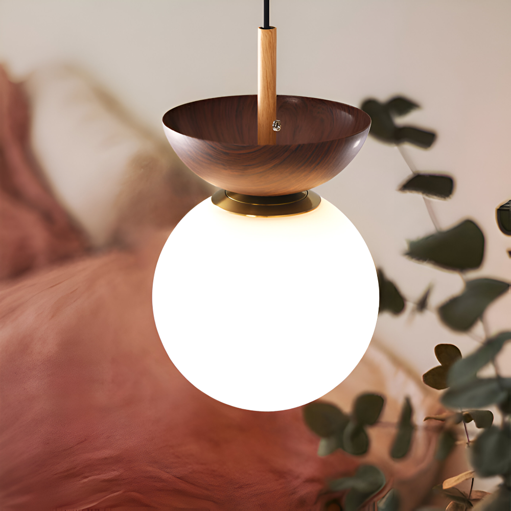 Perle LED-Taklampa - Japansk Kula Pendellampa - Orb Semi Flush Mount Belysning