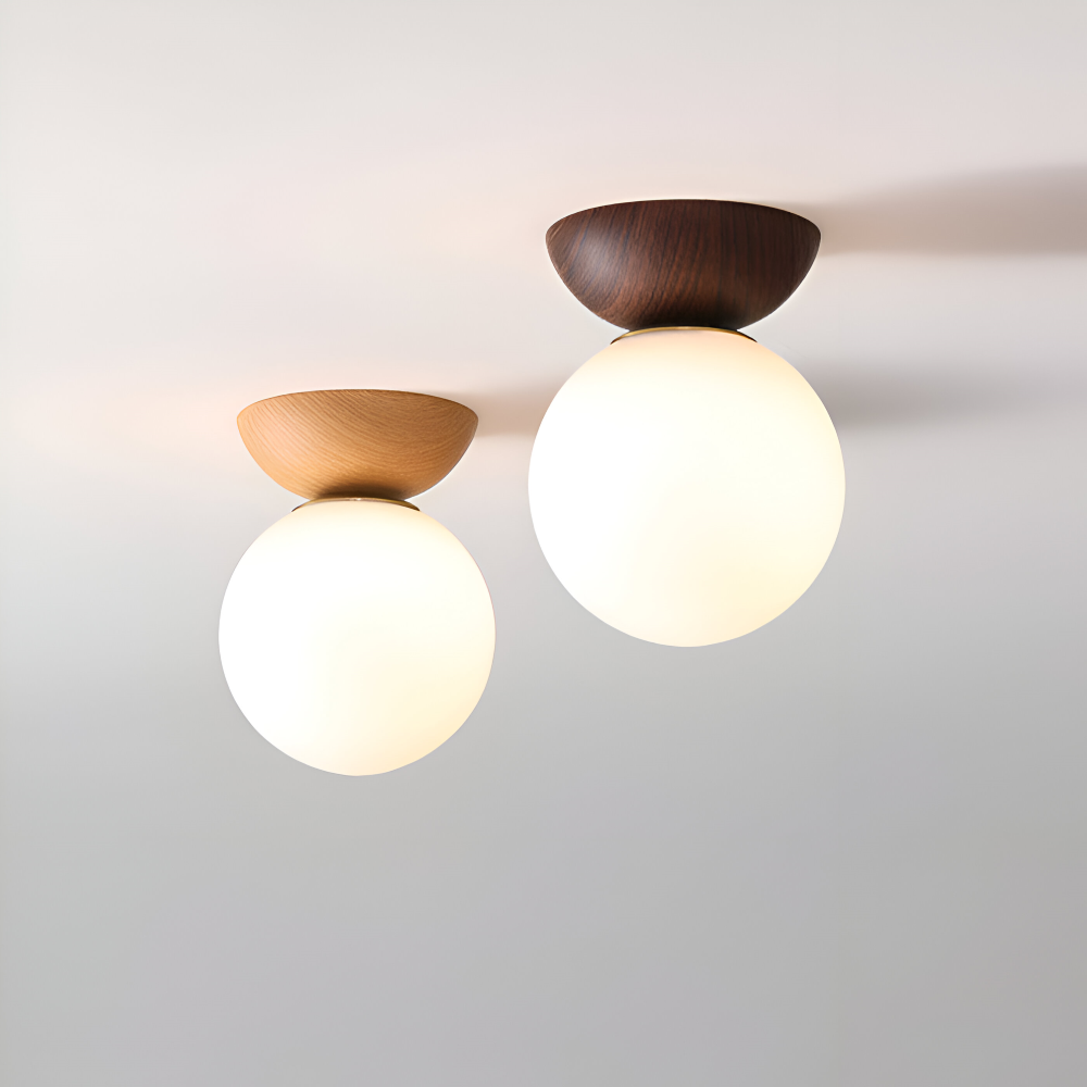 Perle LED-Taklampa - Japansk Kula Pendellampa - Orb Semi Flush Mount Belysning