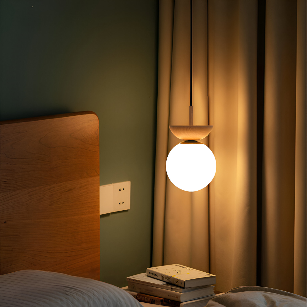 Perle LED-Taklampa - Japansk Kula Pendellampa - Orb Semi Flush Mount Belysning