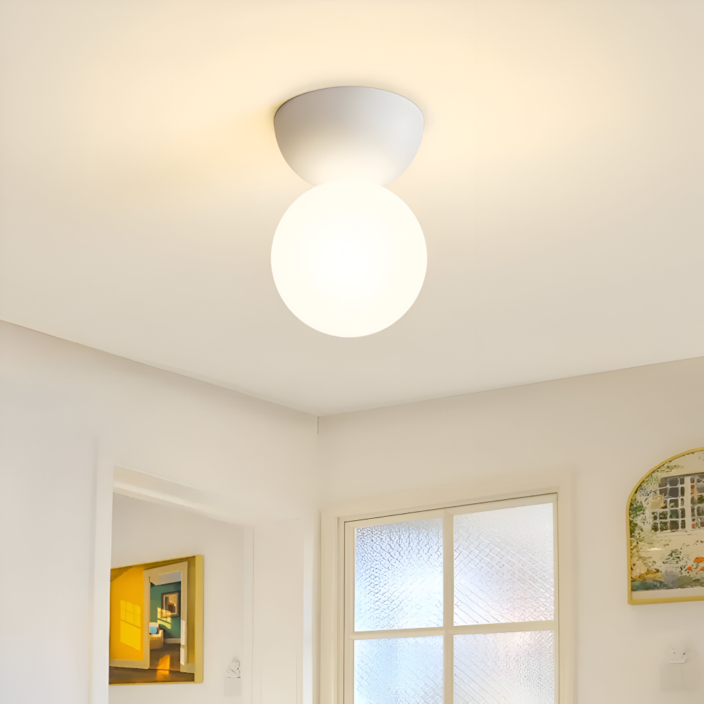 Perle LED-Taklampa - Japansk Kula Pendellampa - Orb Semi Flush Mount Belysning