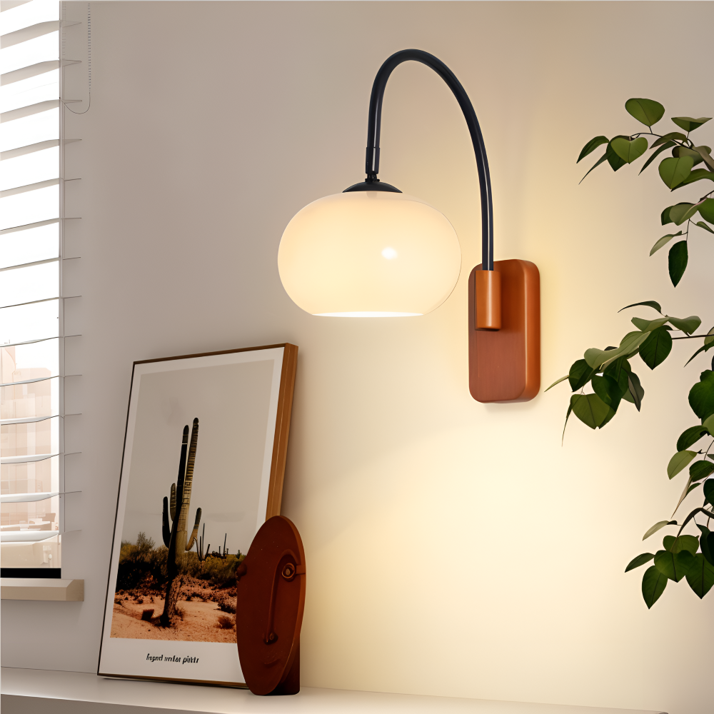 Persi Vägglampa - Persimon Glas Vägglampa - Bauhaus Vägglampa Design - Sovrum Vägglampor LED