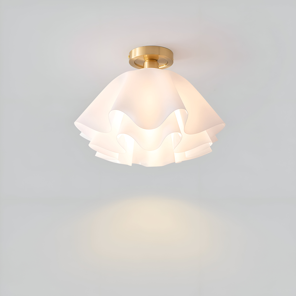 PetalPleat Taklampa - Vit Blomma Akryl Taklampa - Semi Flush Belysning