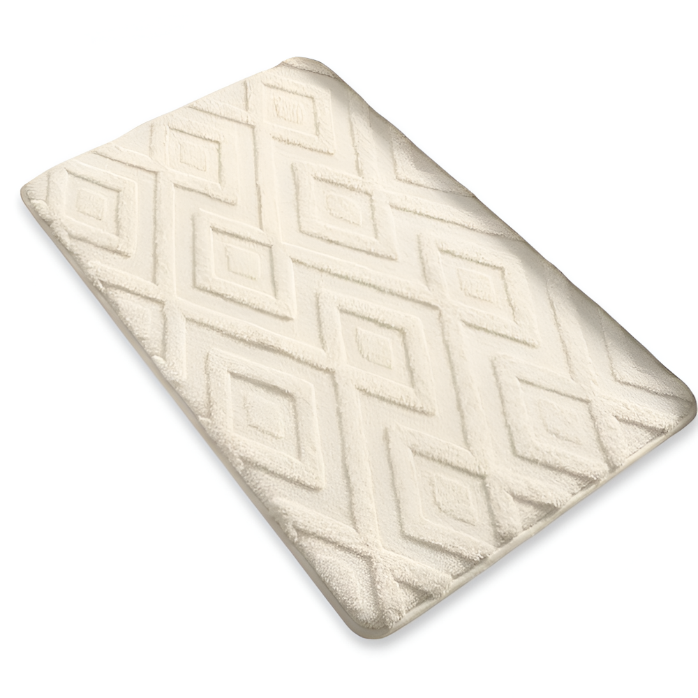 Plush Badmatta med Diamantmönster - Ultra-mjuk, Rutschfri Mikrofiber Badmatta