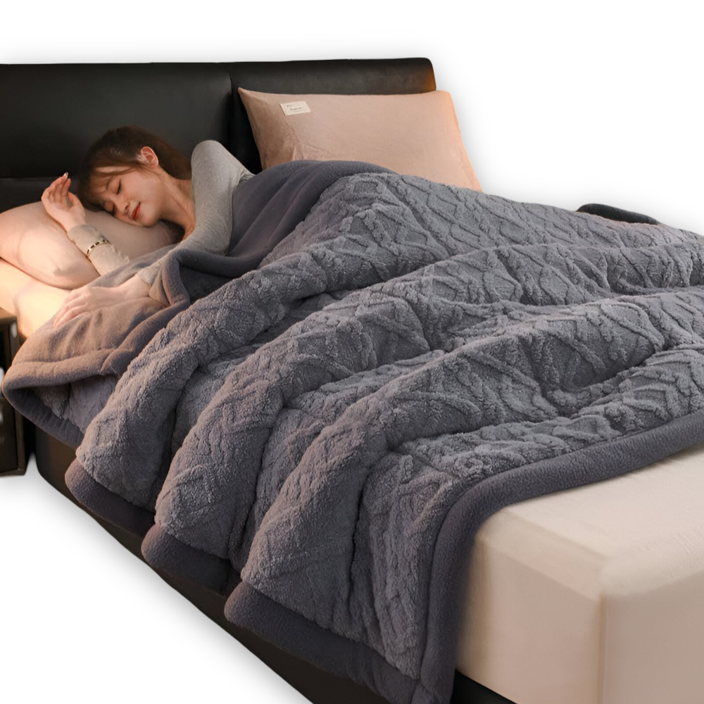 Dubbelvävd mikrofiberfleece-filt – varm filt för hemmet, maskintvättbar